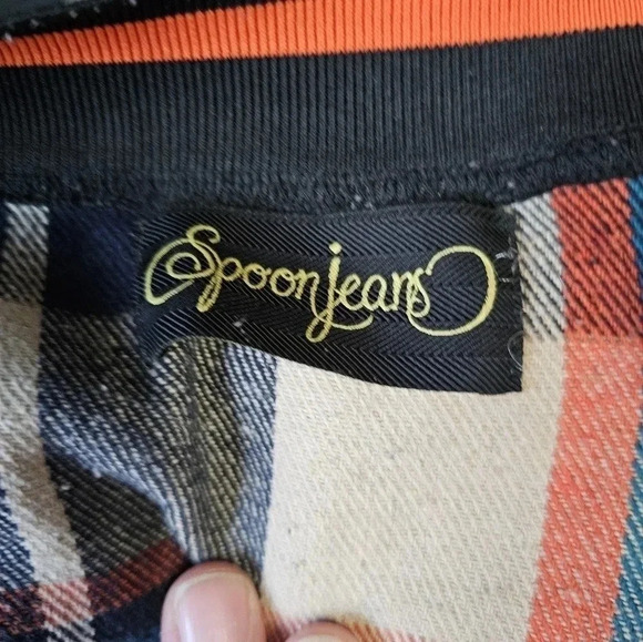 Spoon Jeans XL Y2K Plaid Varsity Jacket Black Sleeves Retro Letterman K - Picture 6 of 8
